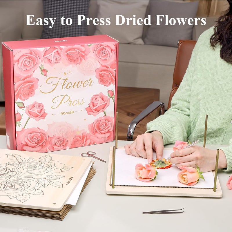 Aboofx Flower Press Kit, Craft Kits 11.2" x 11.2" 8 Layers Wooden Flower Pressing Kit for Crafts Pressed Flowers and Plant for DIY Art, Preservation for Bookmark Frame Wedding Drying - Image 2